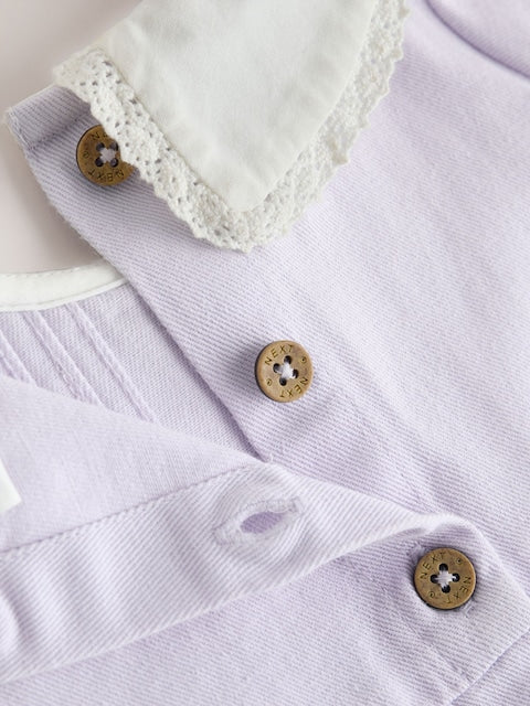 Purple Woven Collar Baby Dress with Tights (0mths-2yrs)
