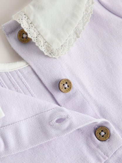 Purple Woven Collar Baby Dress with Tights (0mths-2yrs)