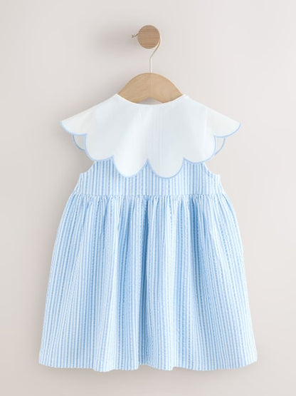 Blue Striped Collared Summer Dress (3mths-7yrs)