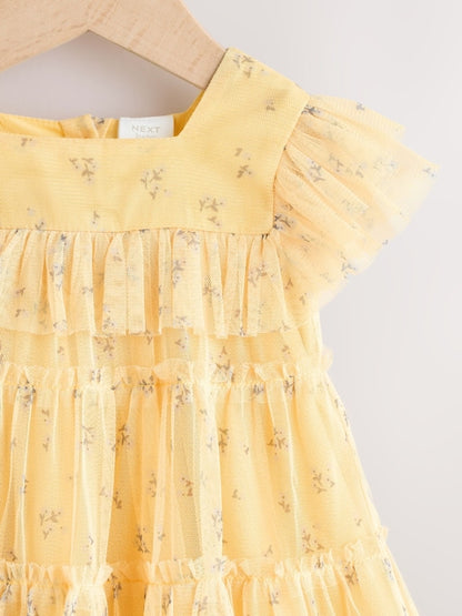 Yellow Ditsy Baby Mesh Dress (0mths-2yrs)