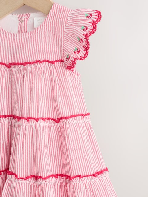 Red Strawberry Baby Tiered Woven Dress and Knickers Set 2 Piece (0mths-2yrs)