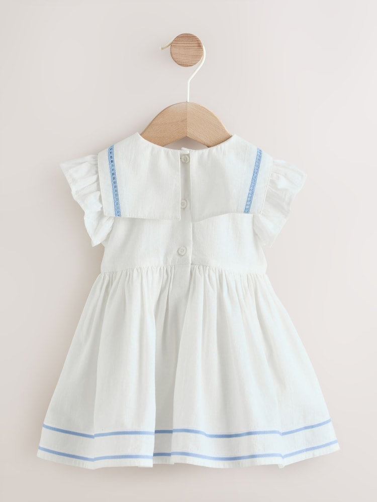 White Woven Baby Dress (0mths-2yrs)