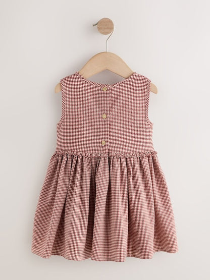 Chocolate Brown Gingham Corsage Dress (3mths-8yrs)