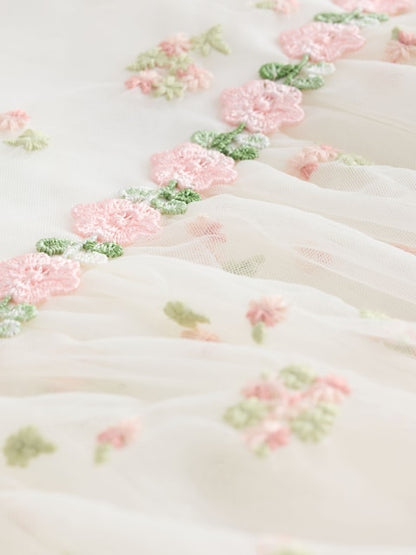 Ivory Embroidered Mesh Dress (3mths-8yrs)