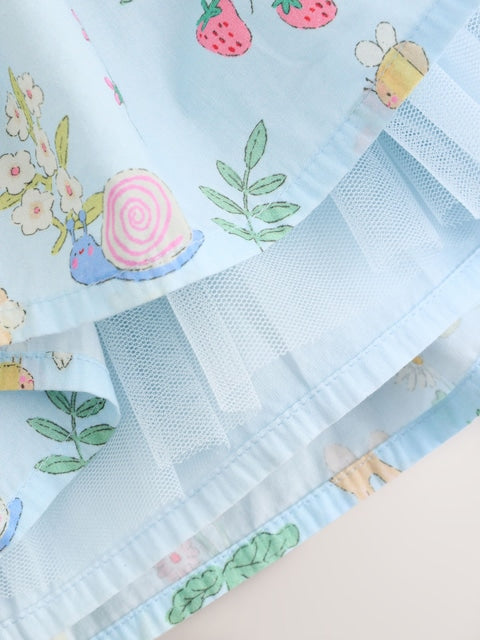 Blue Woven Baby Dress and Knickers Set 2 Piece (0mths-2yrs)