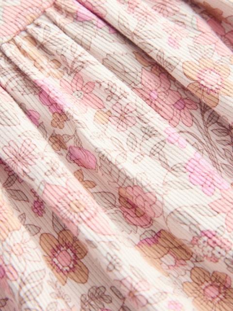 Pink Floral Short Sleeve Ribbed Dress (3mths-7yrs)