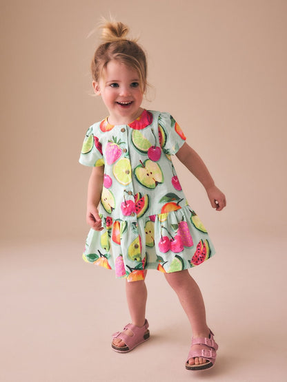 Fruit Print Short Sleeve Cotton Dress (3mths-8yrs)