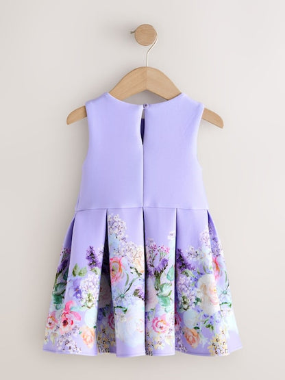 Lilac Floral Scuba Occasion Dress (3mths-7yrs)