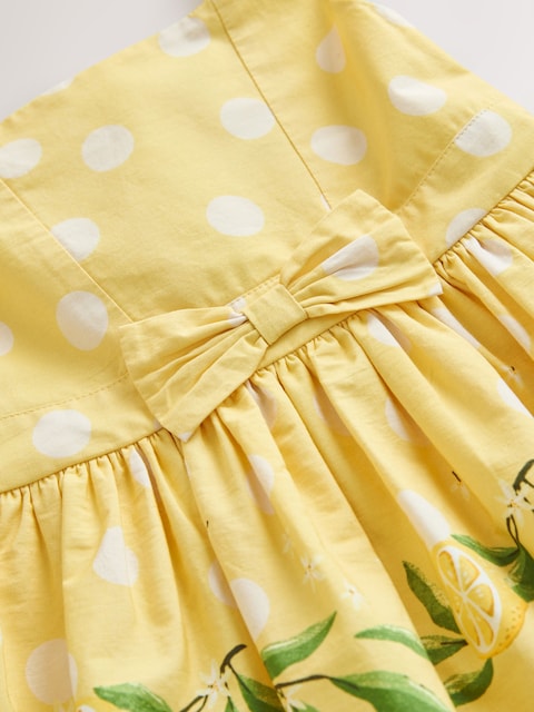 Yellow Lemon Spot Bow Front Prom Dress (3mths-8yrs)