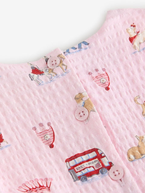 Cath Kidston Pink London Print Bow Front Prom Dress (3mths-8yrs)