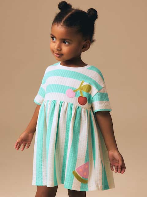 Turquoise Stripe Jersey Dress (3mths-7yrs)