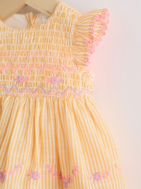 Orange Stripe Woven Baby Dress and Knickers Set 2 Piece (0mths-2yrs)