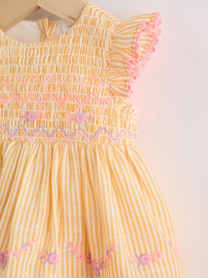 Orange Stripe Woven Baby Dress and Knickers Set 2 Piece (0mths-2yrs)