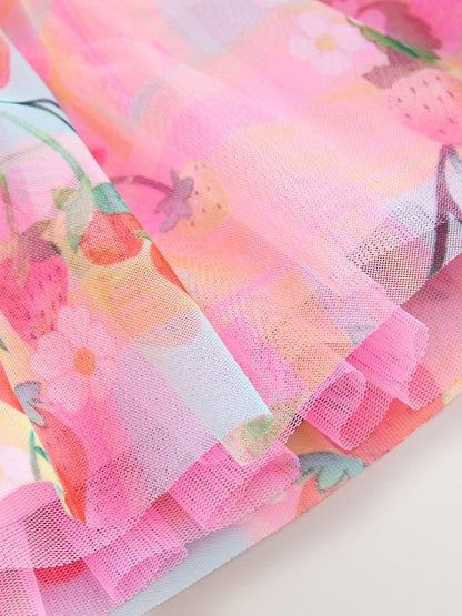 Pink Ruffle Shoulder Mesh Dress (3mths-7yrs)