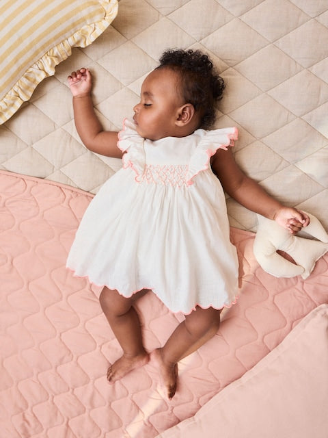 White Woven Baby Dress and Knickers Set 2 Piece (0mths-2yrs)