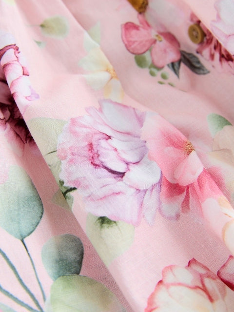 Pink Floral Double Ruffle Sleeve Dress (3mths-8yrs)
