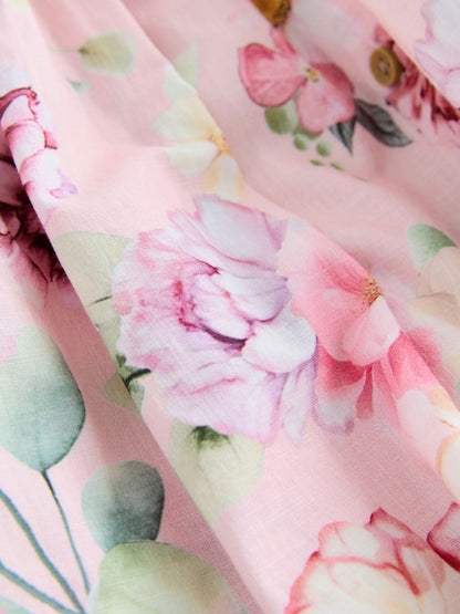 Pink Floral Double Ruffle Sleeve Dress (3mths-8yrs)