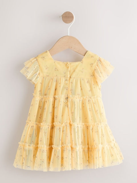 Yellow Ditsy Baby Mesh Dress (0mths-2yrs)