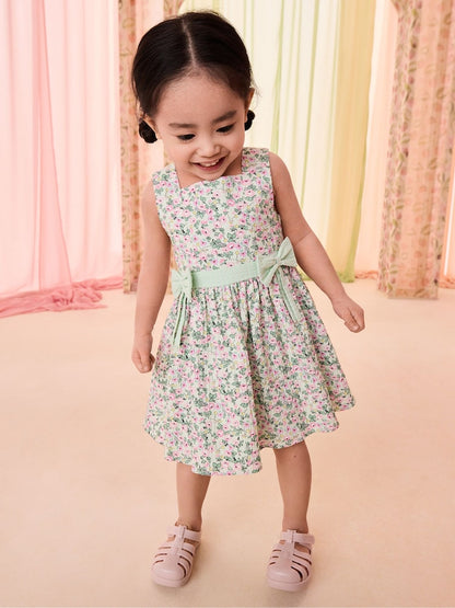 Cath Kidston Green Tennis Ditsy Bow Front Prom Dress (3mths-8yrs)