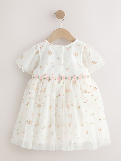 Ivory Embroidered Mesh Dress (3mths-8yrs)