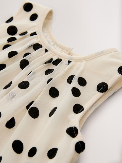 Monochrome Spot Mesh Party Dress (3mths-7yrs)