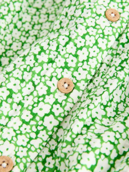 Green Ditsy Collared Summer Dress (3mths-7yrs)