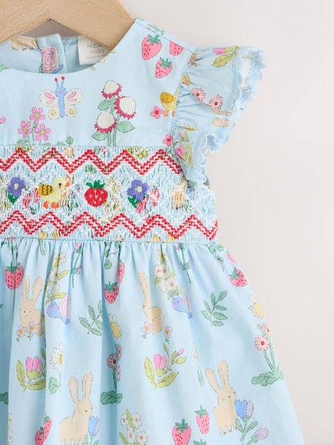 Blue Woven Baby Dress and Knickers Set 2 Piece (0mths-2yrs)