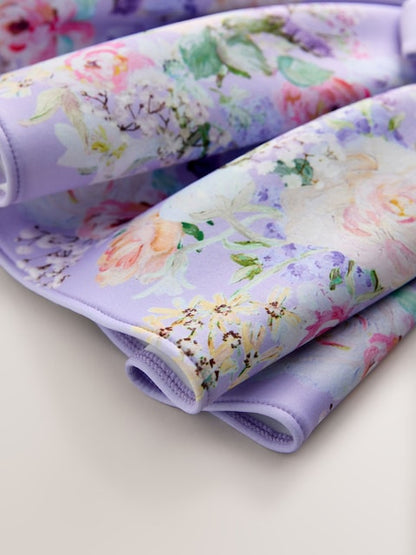 Lilac Floral Scuba Occasion Dress (3mths-7yrs)