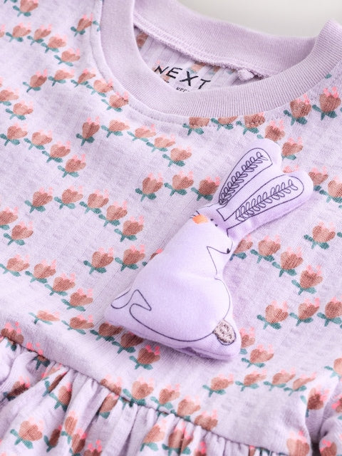 Lilac Bunny Jersey Dress (3mths-7yrs)