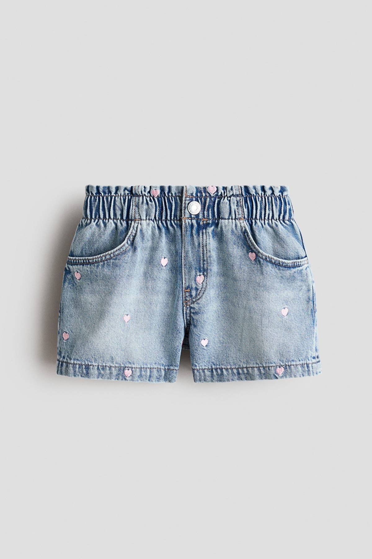 Embroidered denim shorts