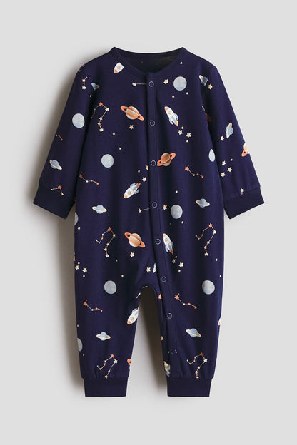 Frill-detail cotton sleepsuit