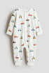 Patterned sleepsuit - White Vehicles 0 / 1-2 Months