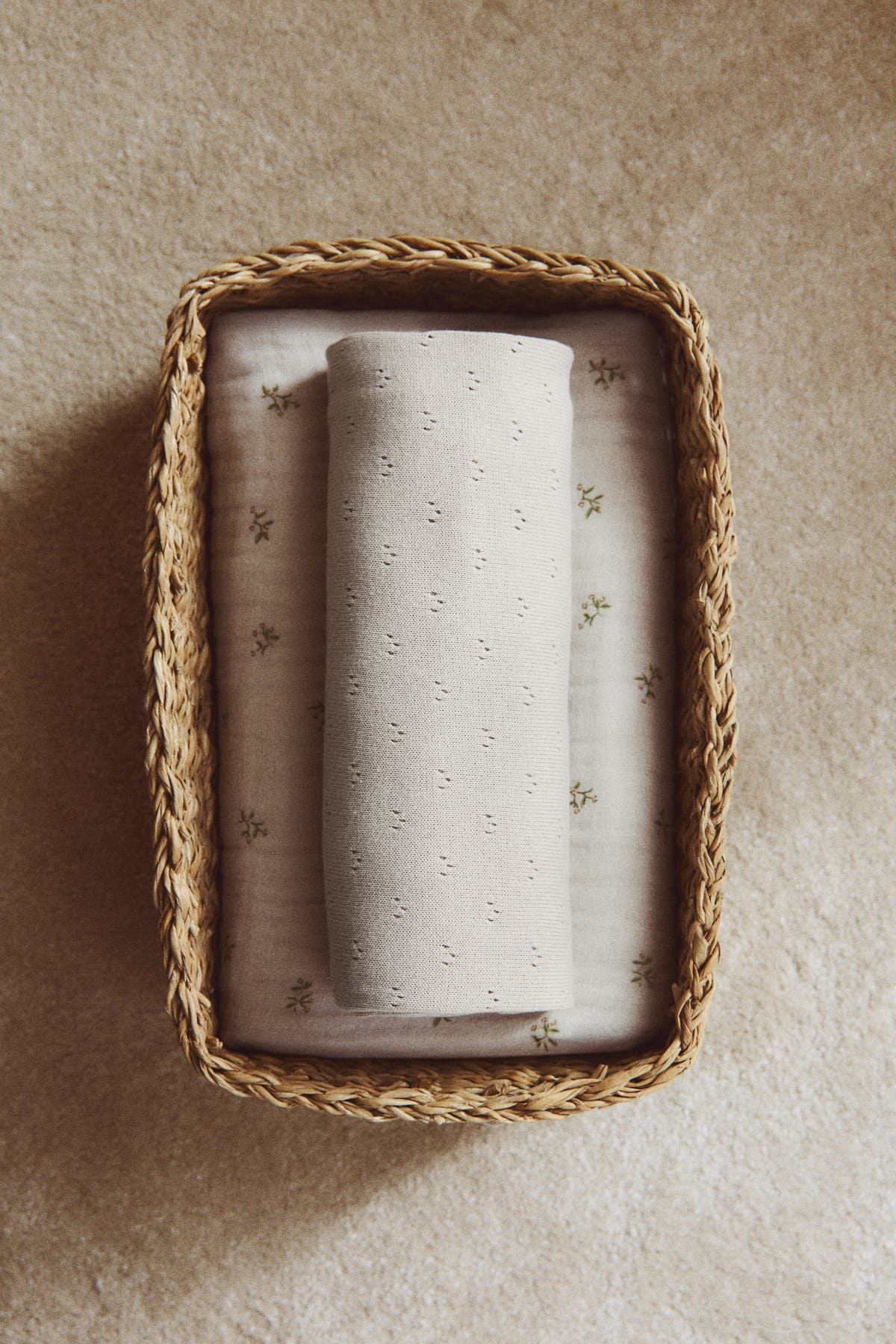 Cotton pointelle baby blanket