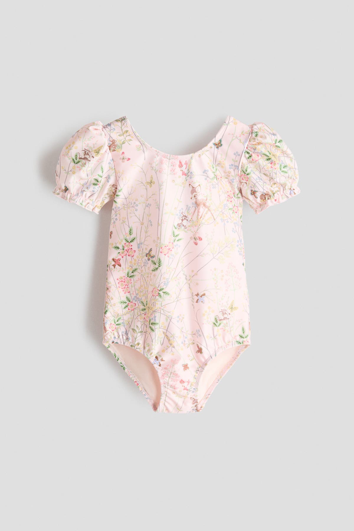 Printed puff-sleeved swimsuit