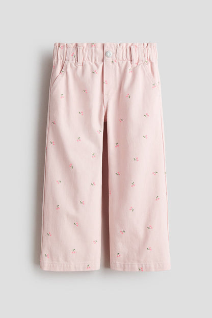 Wide leg paper bag jeans