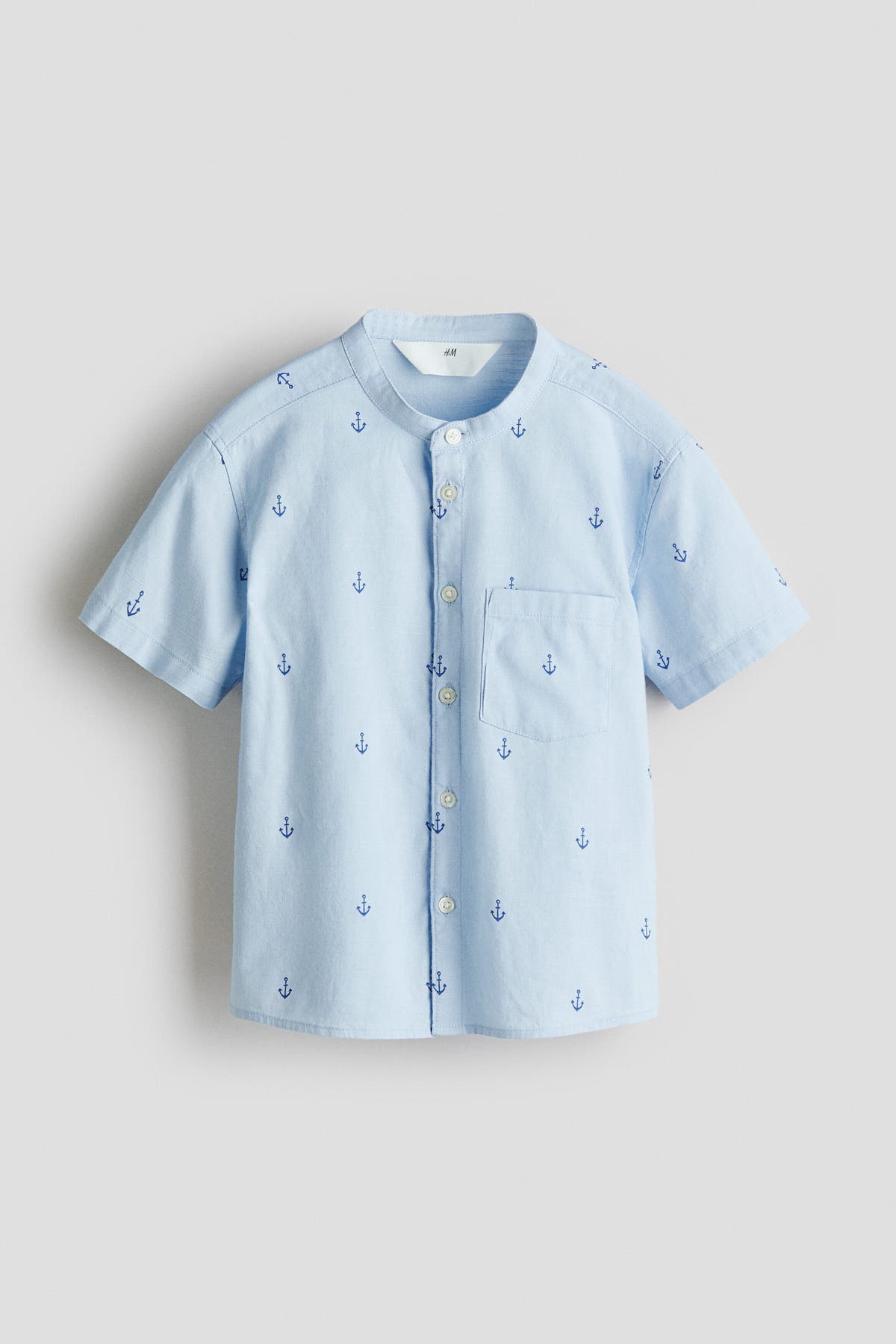 Linen-blend grandad shirt
