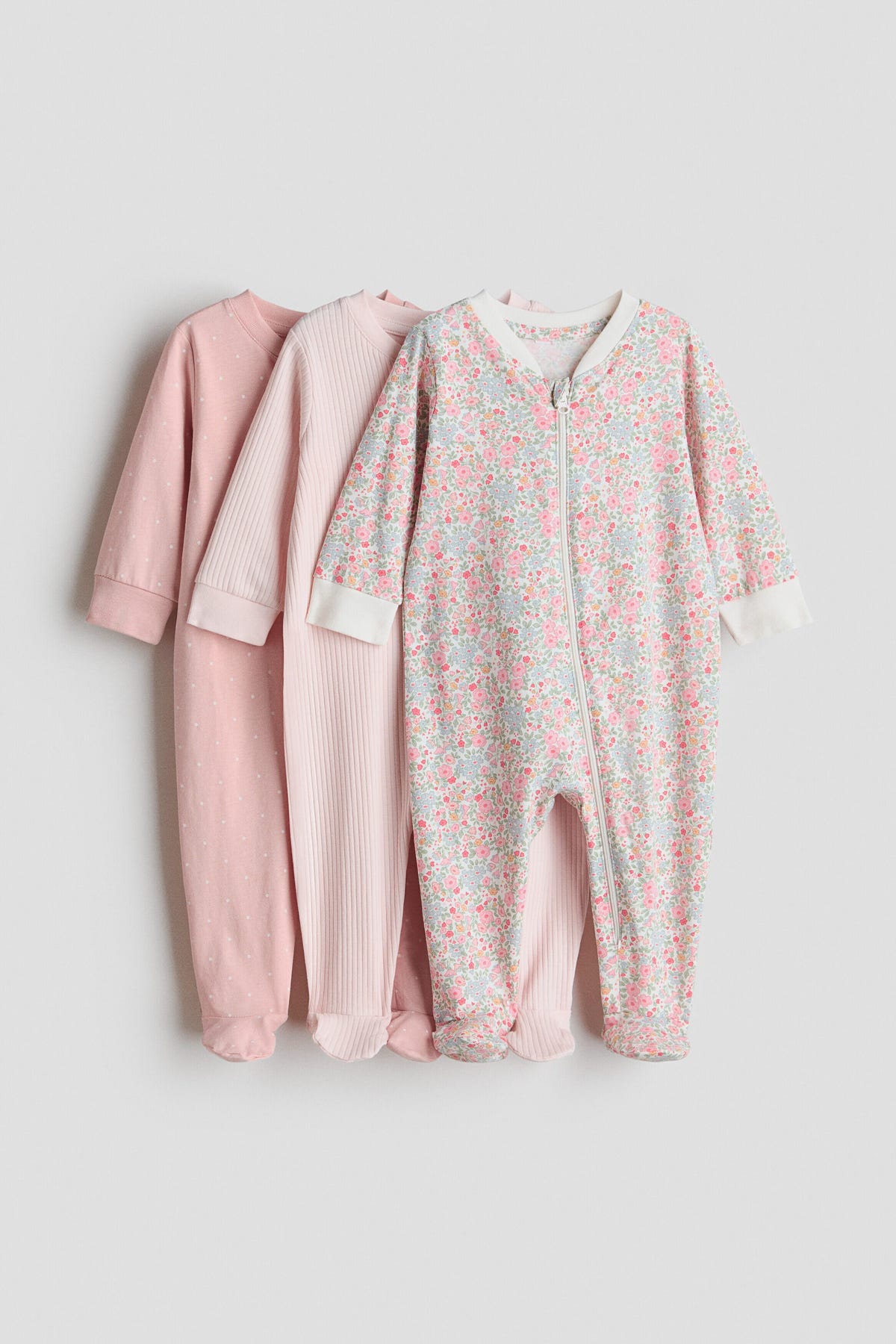 3-pack zip-up sleepsuits