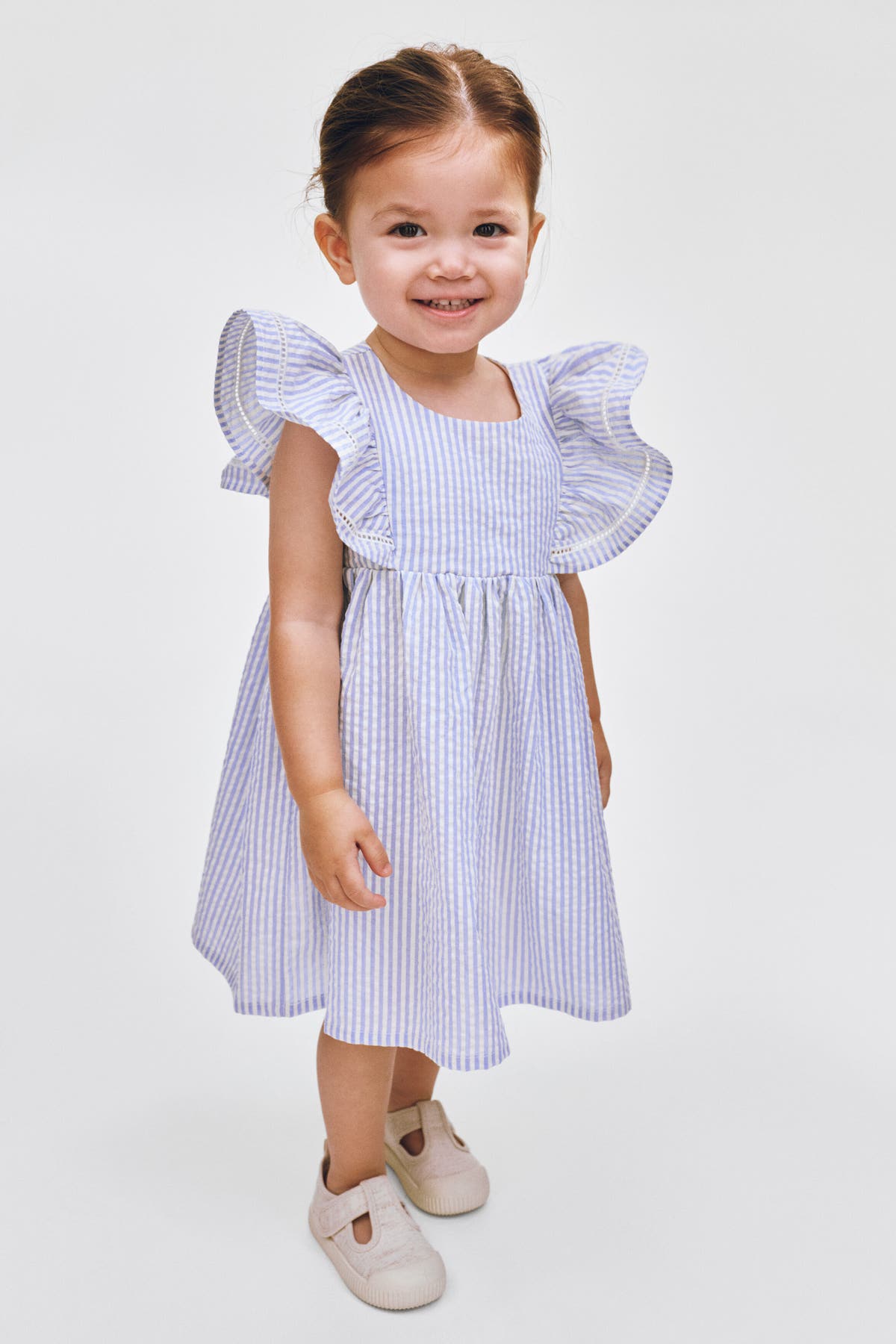 Flounce-trimmed cotton dress