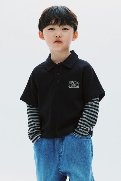 Printed layered polo shirt