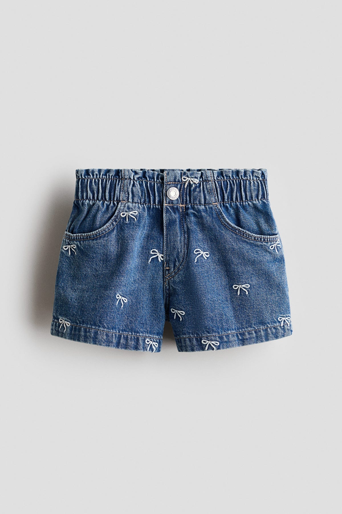 Embroidered denim shorts